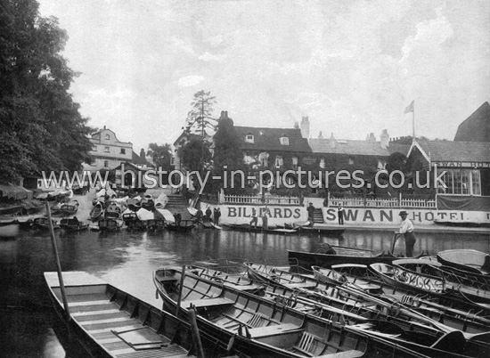 The Swan Hotel and River Thames, Thames Ditton, Surrey. c.1890's